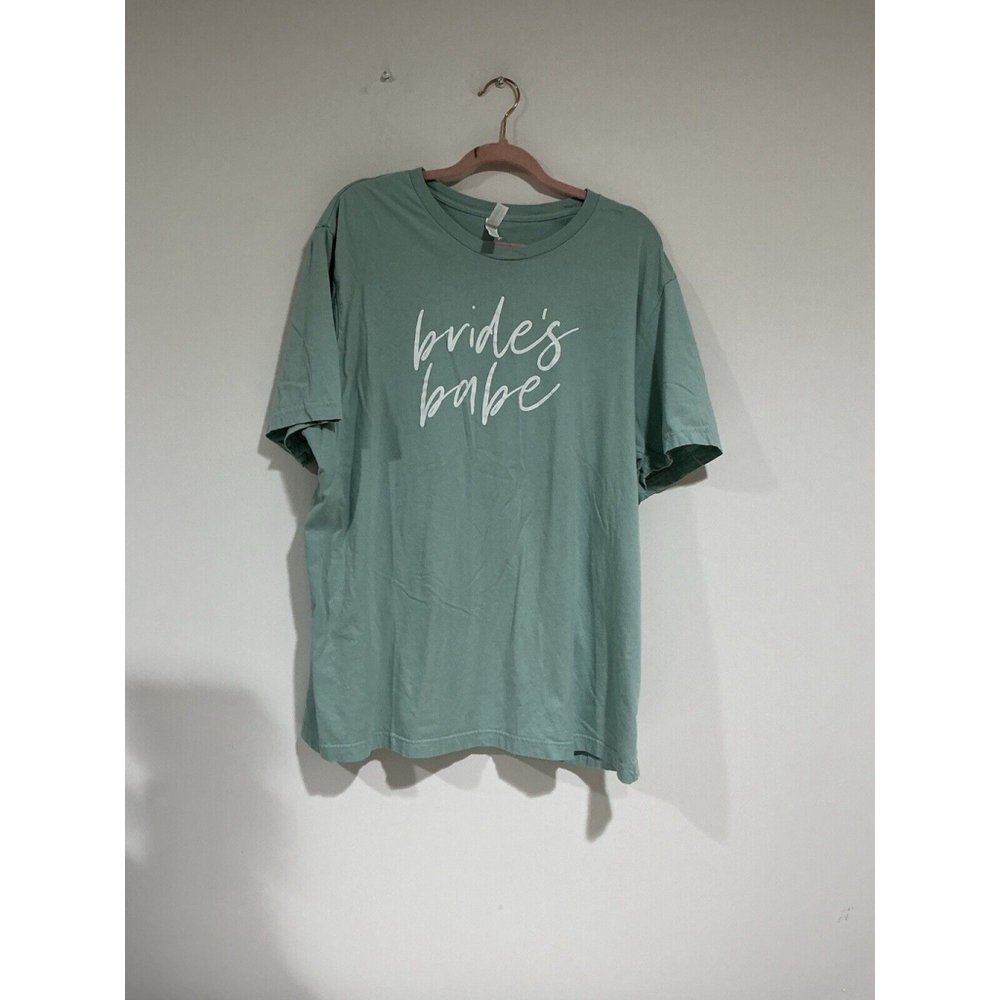 Men’s Canvas Crew Neck Short Sleeve T Shirt Green 3xl Says Brides Babe - Picture 1 of 6